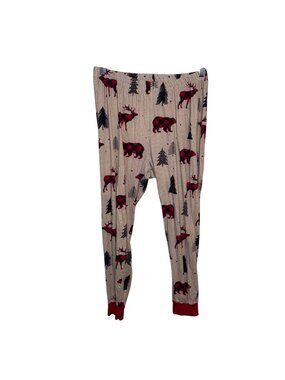 PJ Place Womens Holiday Pajama Pants With Red Plaid Moose & Bear Print Size L